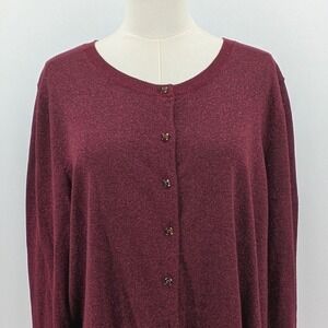 Talbots Sparkle Cranberry Cardigan Ruby Party 3x Preppy Classy Evening